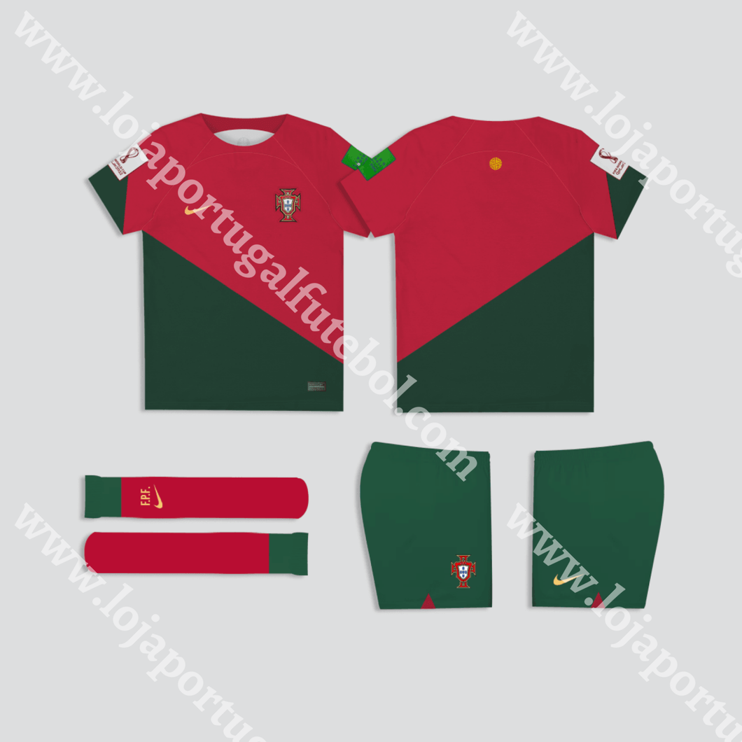 Kit Criança Principal Seleção Portugal 2023 Camisola Futebol